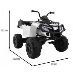 Quad XL ATV electric pentru copii alb 4x4 audio LED