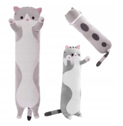 Long Gray Cat Plush Pillow 50 cm