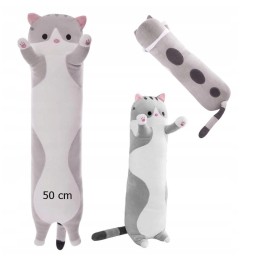 Long Gray Cat Plush Pillow 50 cm