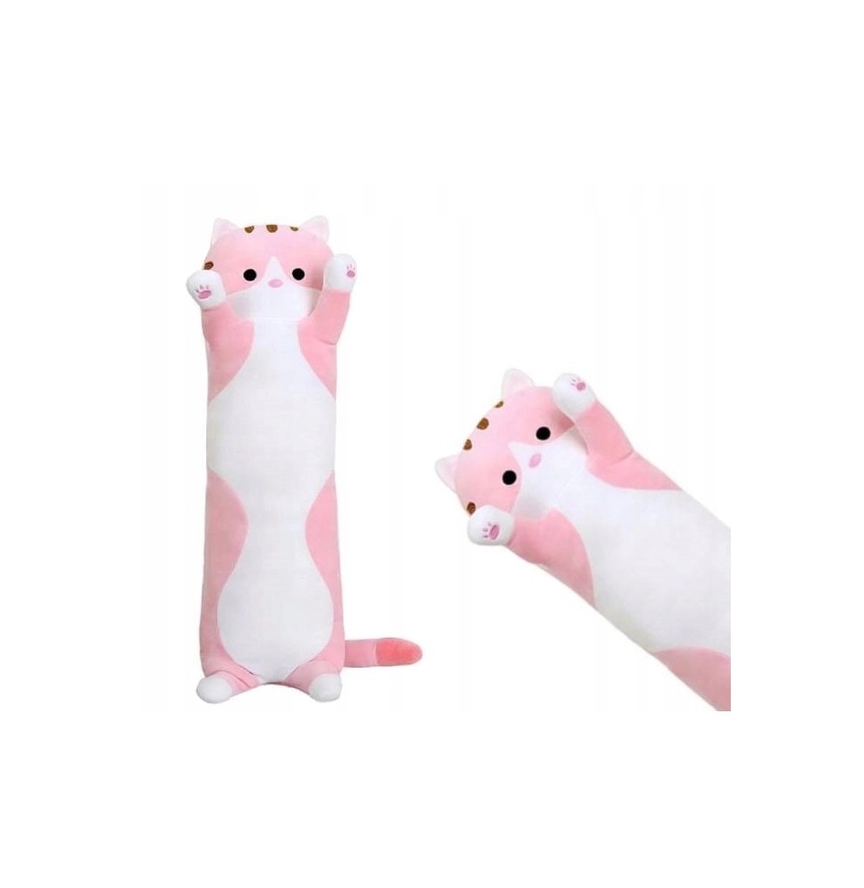 Long Pink Cat Plush Pillow