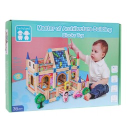 Wooden Construction Blocks for Kids 128 Pieces