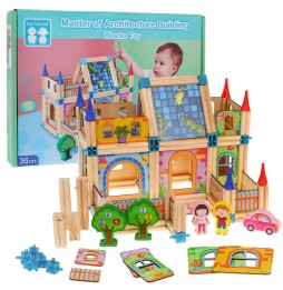 Wooden Construction Blocks for Kids 128 Pieces