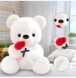 White Teddy Bear with Rose and Stickers