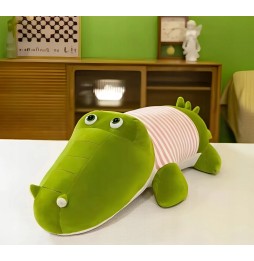 Pluszowy krokodyl zielony 45cm z różowymi paskami
