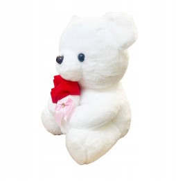 White Valentine's Teddy Bear with Rose 30 cm