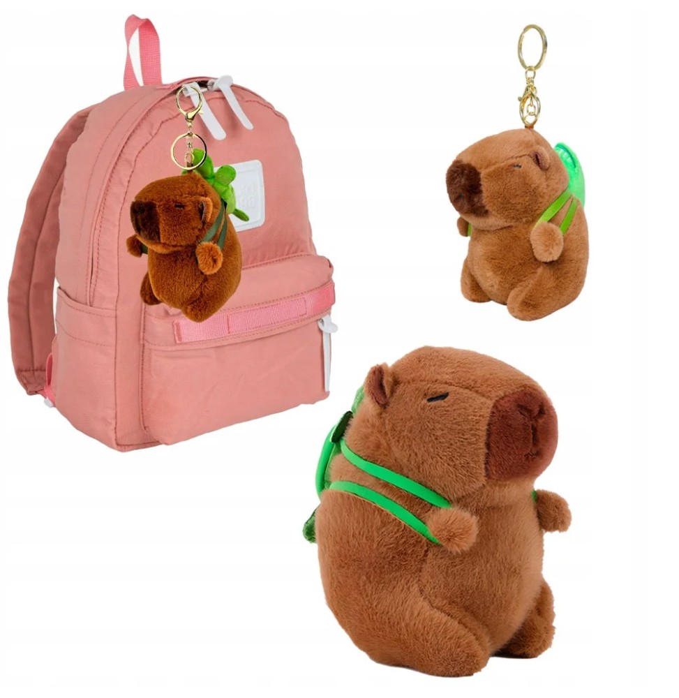 Capybara Plush Keychain with Backpack