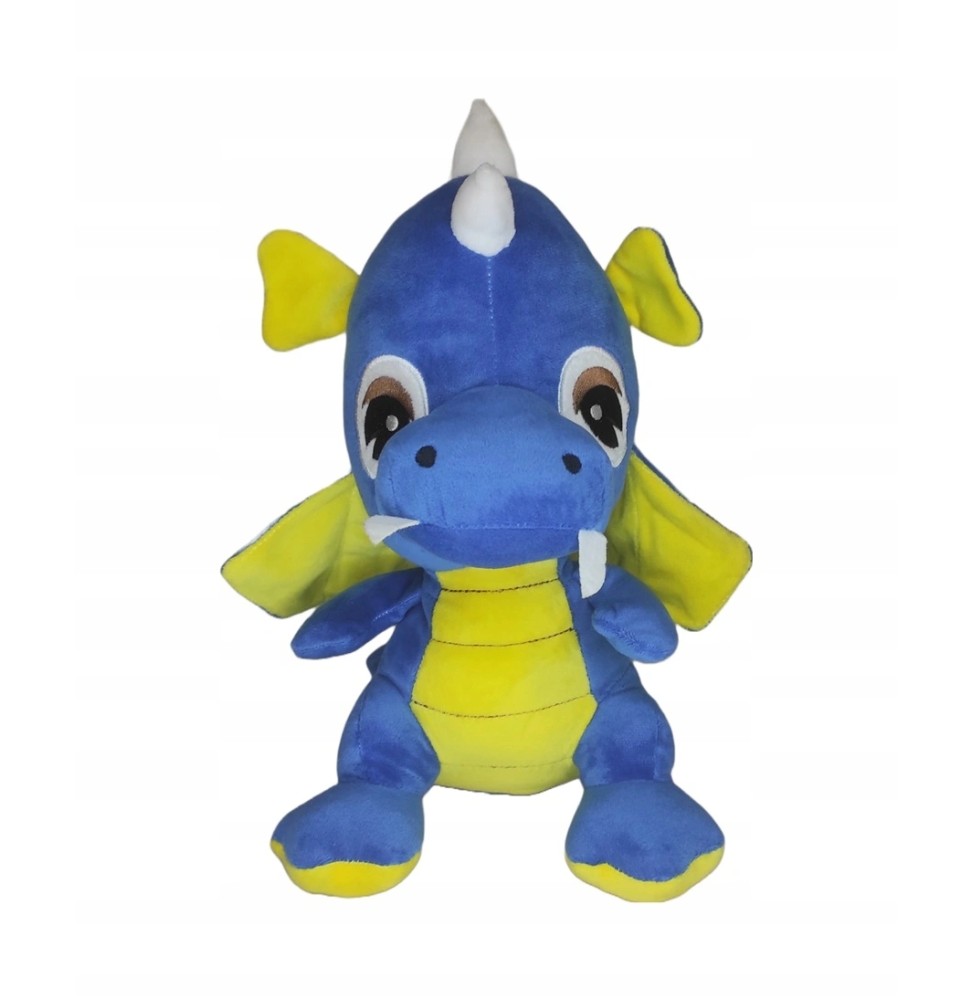 Large Plush Dragon 35 cm Blue Yellow