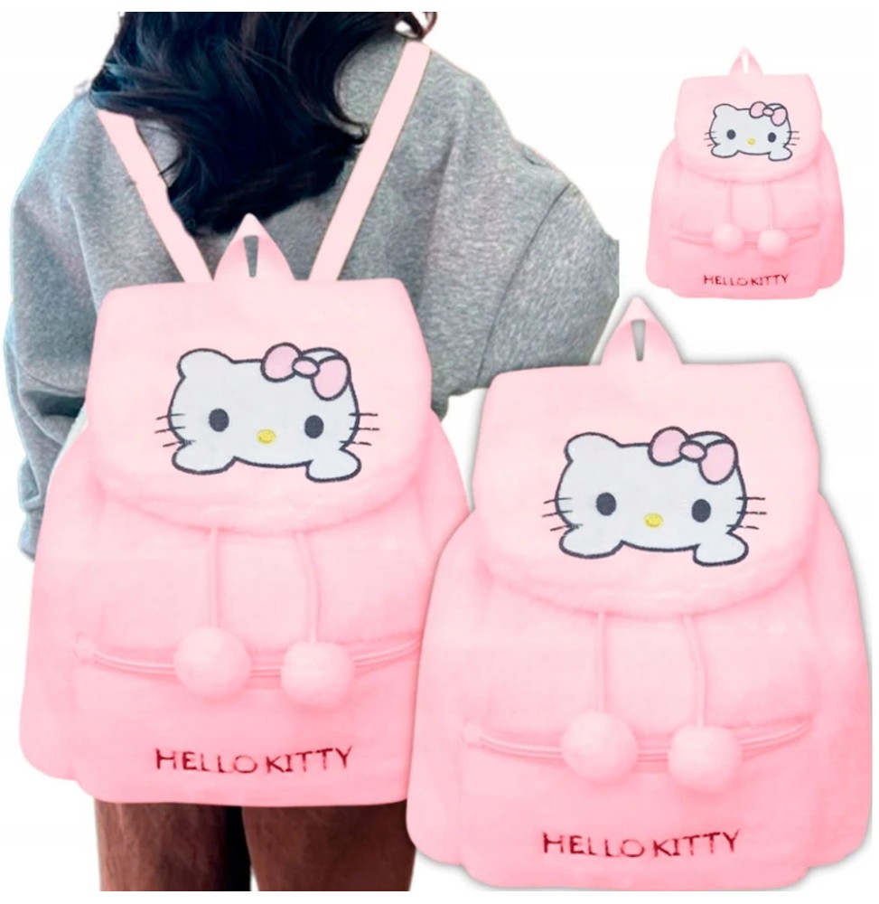 Plecak pluszowy Kuromi Hello Kitty różowy