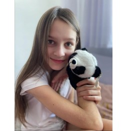 Panda pufoasă cu brățară de mână