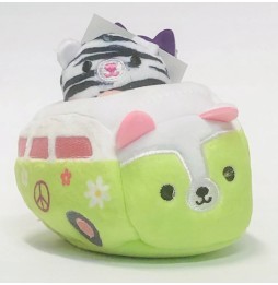 Squishmallows Mini Squishville autobuz verde cu zebra