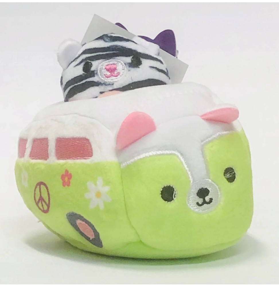 Squishmallows Mini Squishville autobuz verde cu zebra