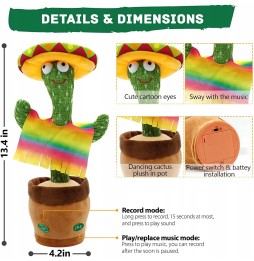 Interactive Cactus in Hat 32cm