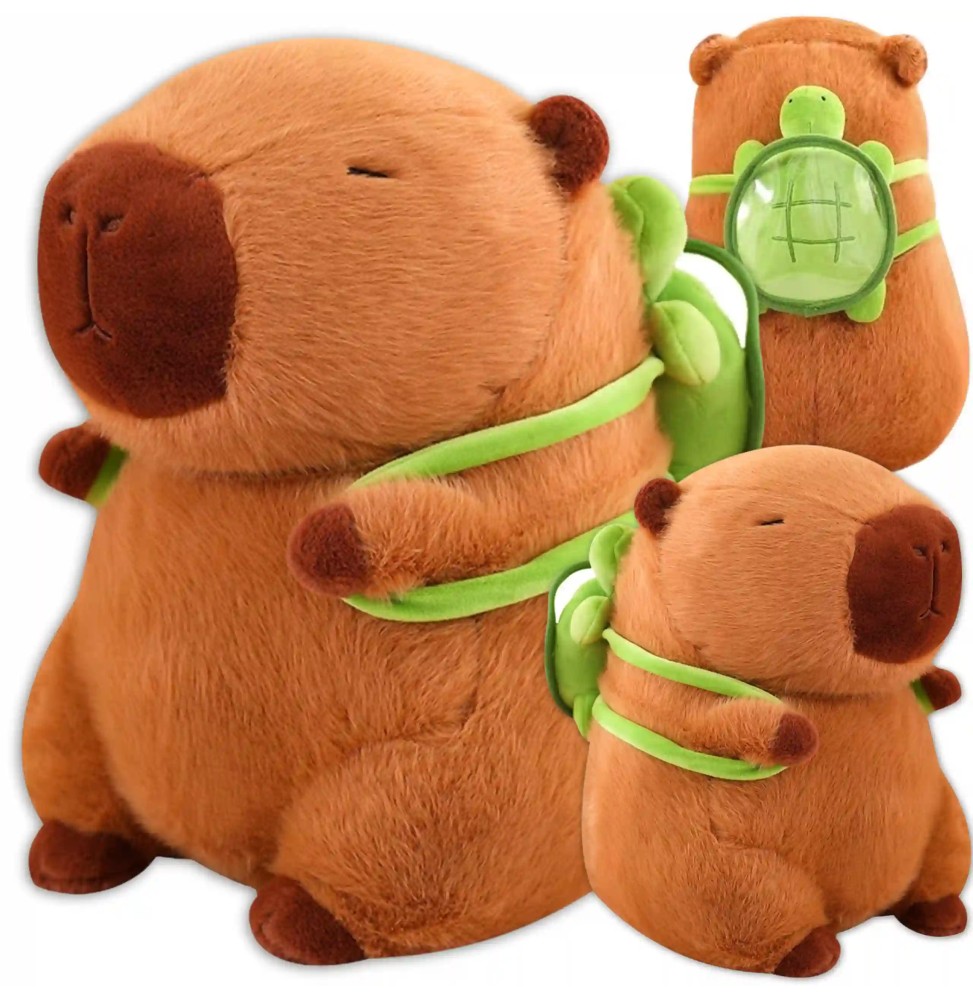 Capybara Plush Toy with Turtle Backpack 31 cm