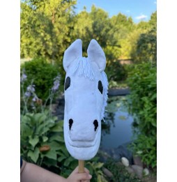 Hobby horse koń na kiju rękodzieło A4 biały