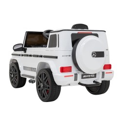 Mercedes AMG G63 dla dzieci - biały, pilot, MP3, LED