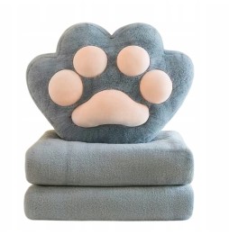 Cat Paw Plush Blanket Set 3-in-1