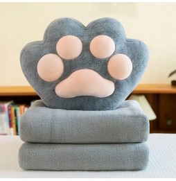 Cat Paw Plush Blanket Set 3-in-1