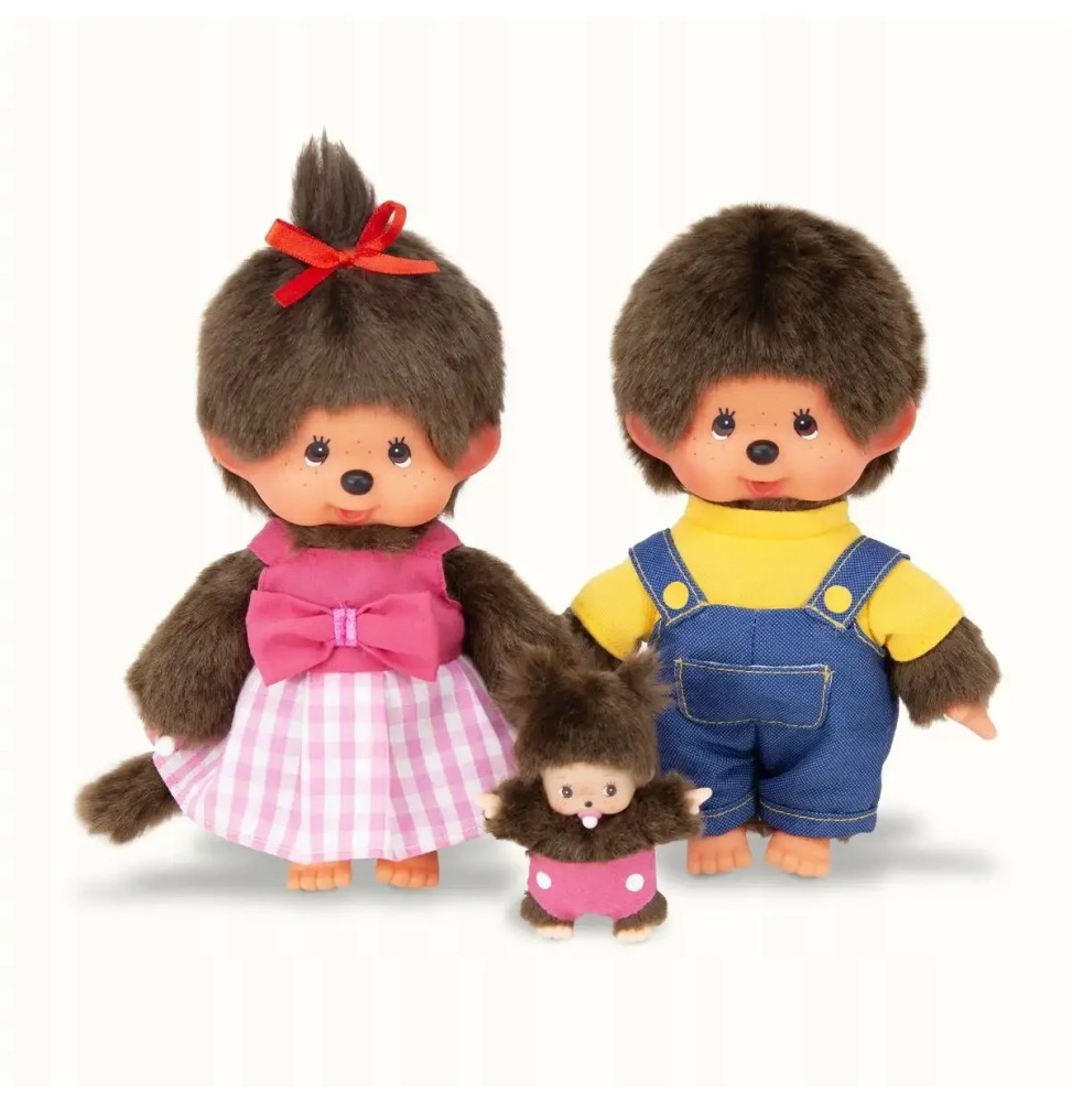 Monchhichi 254873 Set Maimuțe Tata Mama Copil