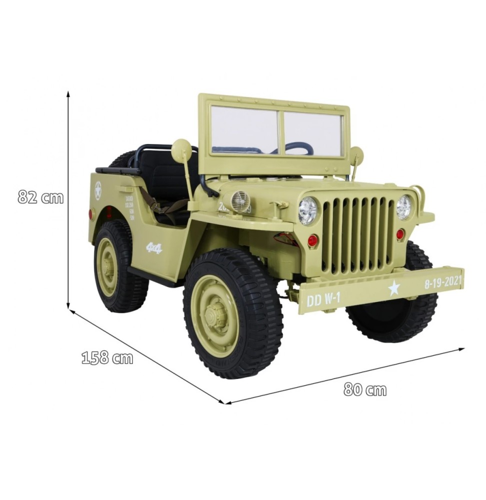 Mașinuța militară retro strong pentru 3 copii 4x4