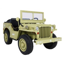 Autko wojskowe retro strong dla 3 dzieci, napęd 4x4, schowki