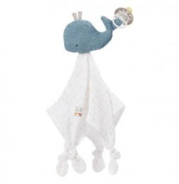 First Cuddle Toy, Blanket with Pacifier Holder, Whale