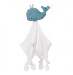 First Cuddle Toy, Blanket with Pacifier Holder, Whale