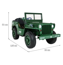 Autko wojskowe retro strong dla 3 dzieci z napędem 4x4