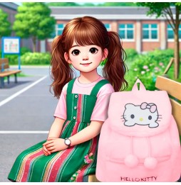 Pink Plush Kuromi Hello Kitty Backpack