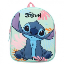 3D Stitch Preschool Backpack, Mint Green and Pink