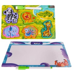 Wooden Safari Puzzle Board for Kids