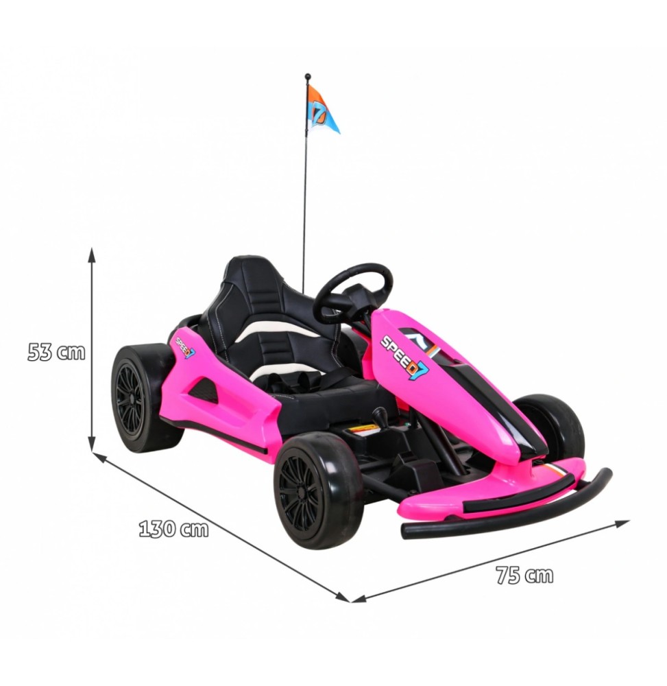 Speed 7 Drift King Go-Kart for Kids Pink