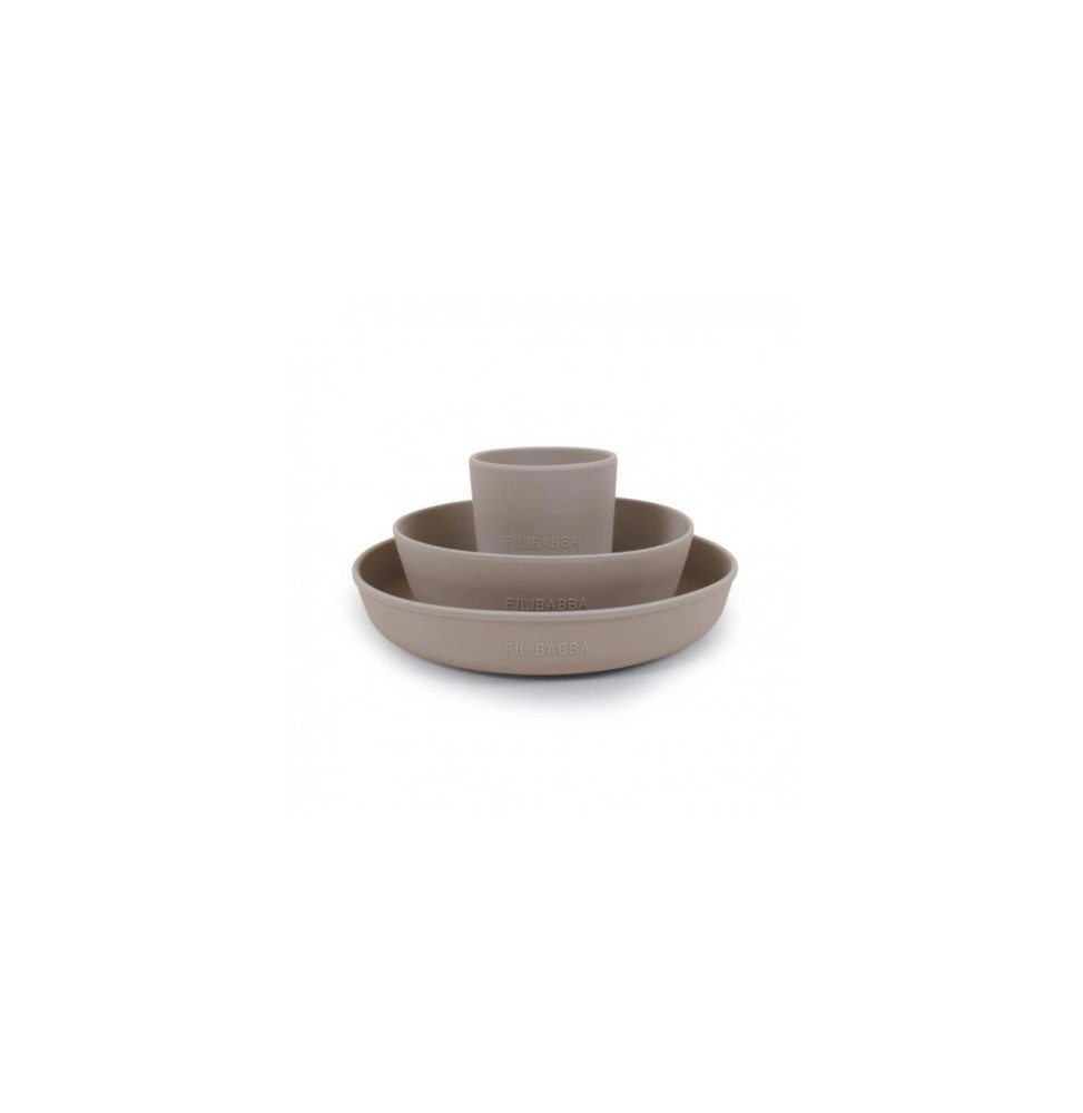 Filibabba Silicone Dinner Set Warm Grey