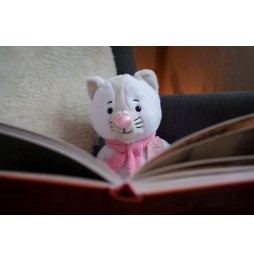 TM Toys Plush White Cat with Pink Nose