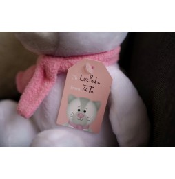 TM Toys Plush White Cat with Pink Nose