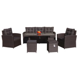 Set mobilier grădină 6in1 rattan tehnic maro