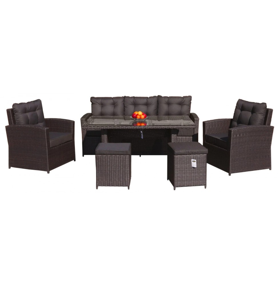 Garden Furniture Set 6-in-1 Brown Techno-Rattan Sofa