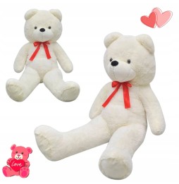 Large White Plush Bear with Bow