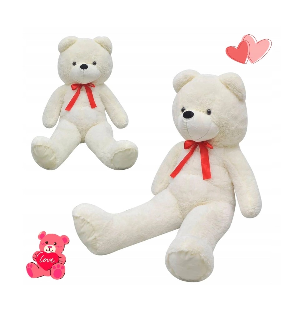 Large White Plush Bear with Bow