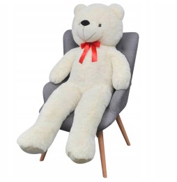 Large White Plush Bear with Bow