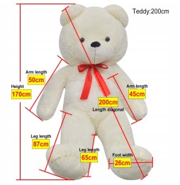 Large White Plush Bear with Bow