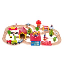 Mega Wooden Train Set for Kids 69 Pieces