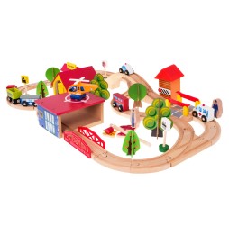 Mega Wooden Train Set for Kids 69 Pieces