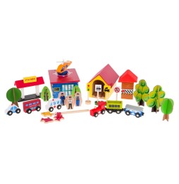 Mega Wooden Train Set for Kids 69 Pieces