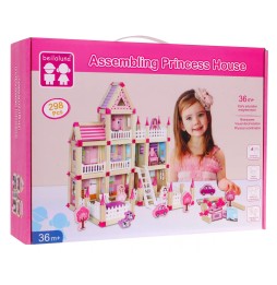 Wooden Building Blocks for Kids 3+ 268 pcs Pink