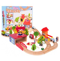 Mega Wooden Train Set for Kids 69 Pieces