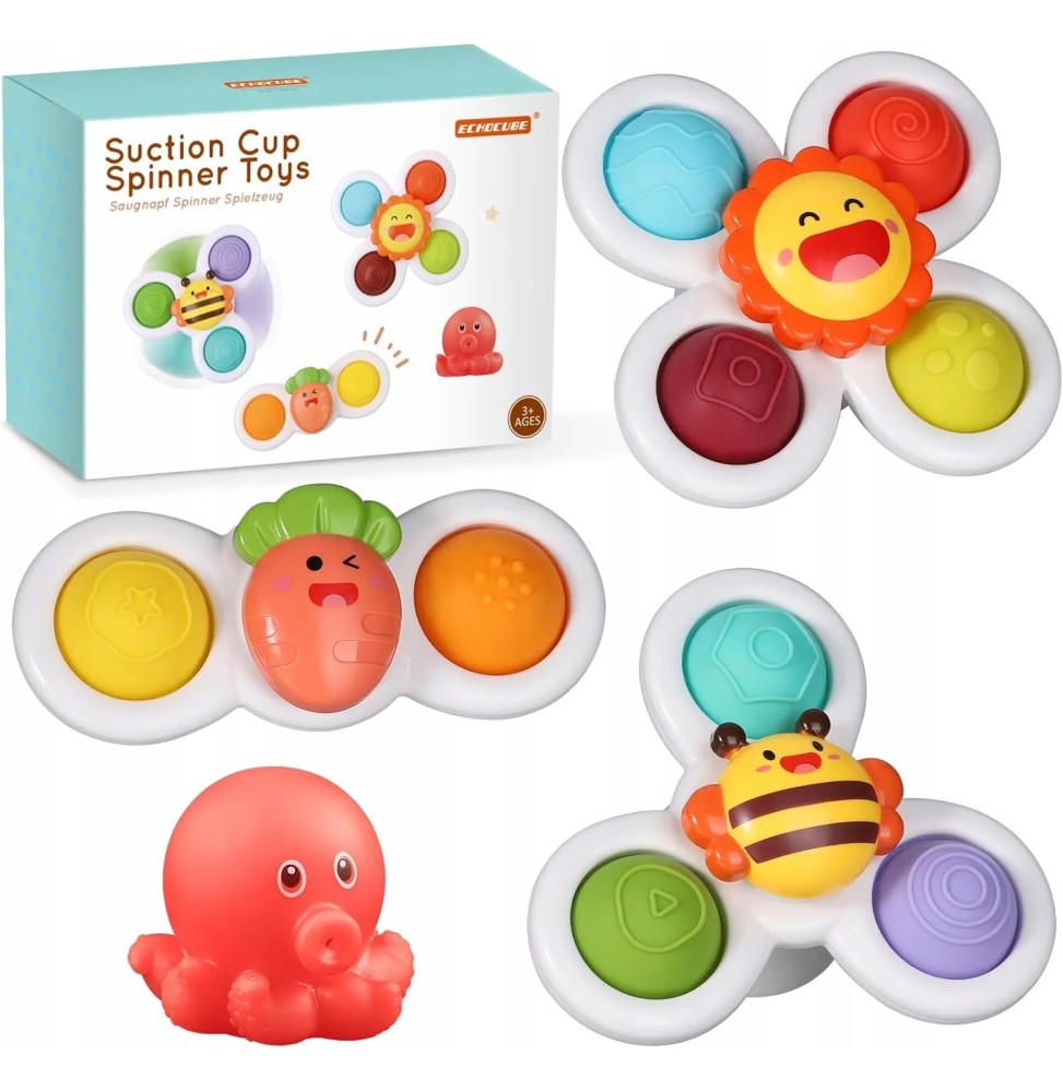 Set of 3 Suction Cup Spinners for Kids