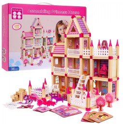 Wooden Building Blocks for Kids 3+ 268 pcs Pink