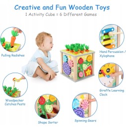 Wooden Activity Cube 6 in 1 for Kids