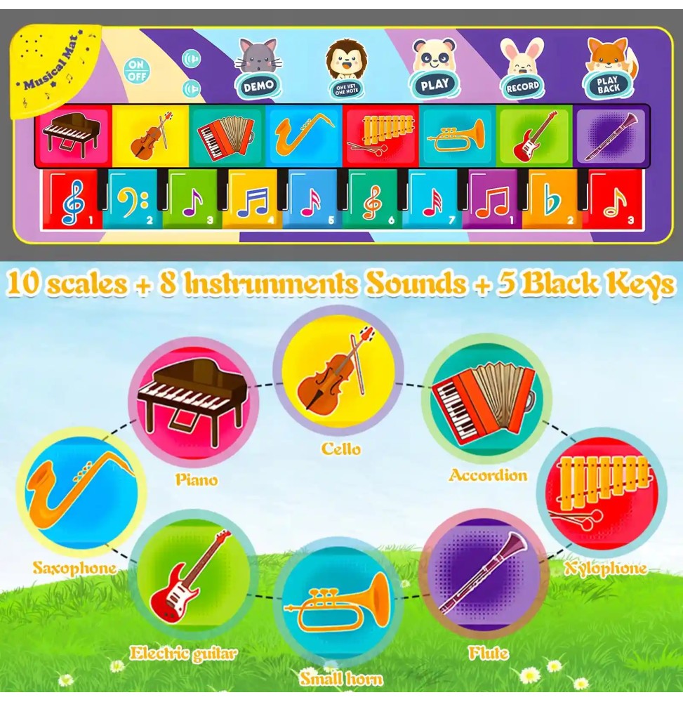 Encoun Piano Mat for Kids 110cm x 36cm