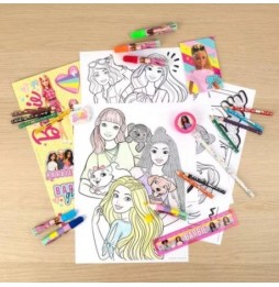 Set școlar cu colorat Barbie, 35 de piese